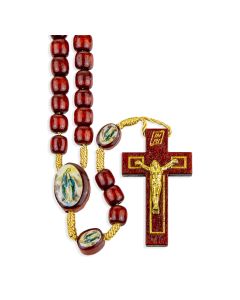 Our Lady of Grace Wood Bead Rosary