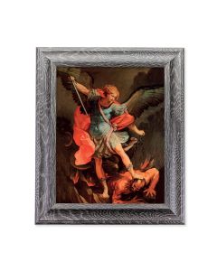 10 1/2" x 12 1/2" Grey Oak Finish Frame with an 8" x 10" Saint Michael Print