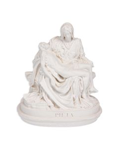 3-1/2" Pieta Statue in White Alabaster Hand Finished in Italy Gift Boxed