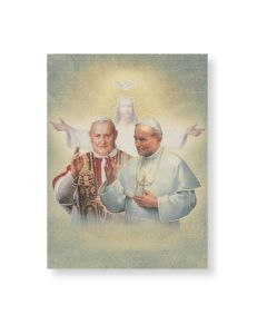 3" x 4" Saints John Paul II and John XXIII Gold Embossed Wood Plaque