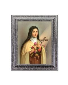 10 1/2" x 12 1/2" Grey Oak Finish Frame with an 8" x 10" Saint Therese Print