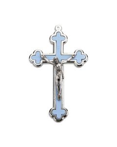 3 1/2" Blue Cloverleaf Crucifix