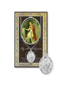 Saint Philomena Genuine Pewter Medal on a 18" Chain with Biography and Picture Folder