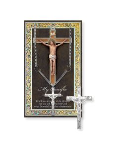 My Crucifix Genuine Pewter Medal on a 24" Chain with Biography and Picture Folder