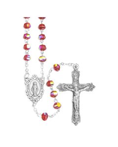 6mm Deluxe Faceted Ruby Bead Rosary, Boxed