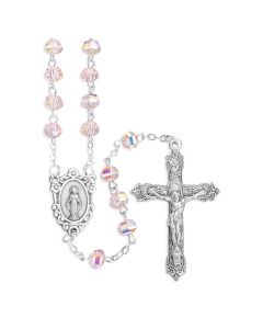 6mm Deluxe Faceted Rose Bead Rosary, Boxed