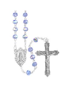 6mm Deluxe Faceted Sapphire Bead Rosary, Boxed