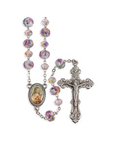 8mm Flower Bead Saint Therese Rosary Boxed