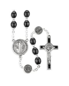 St Benedict Black Wood Rosary with Pater Beads