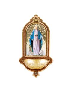 10" x 5-1/2" Miraculous Medal Wooden Holy Water Font