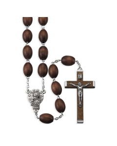 Large Brown Wood Bead Family Rosary