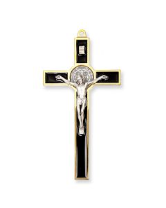 7" St. Benedict Black Crucifix with Gold Finish Trim