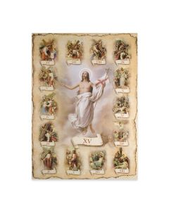 19" X 27" Stations of the Cross Poster Italian Lithograph with Gold-Embossing. 