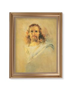 13 1/2" x 16 9/16" Gold Leaf Antique Finished Frame with 11" x 14"  Our Lord Textured Art