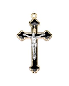 1 1/2 Crucifix Gold Tone with Black Epoxied Inlay sold in Inc. of 12