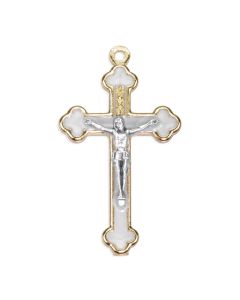 1 1/2 Crucifix Gold Tone with White Epoxied Inlay sold in Inc. of 12