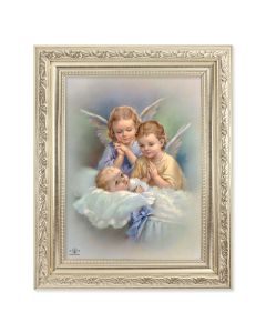 8.25" x 10.25" Silver Ornate Frame with a 6" x 8" Guardian Angels Print
