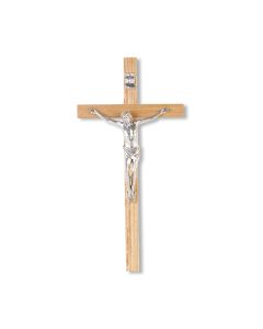 10" Oak Wood Cross with a Fine Pewter Corpus