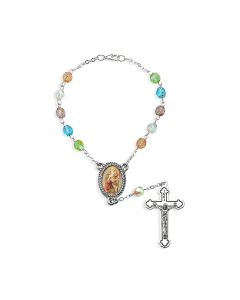 6mm St. Christopher Multicolored Crystal Bead Auto Rosary
