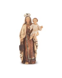 4" Cold Cast Resin Hand Painted Statue of Our Lady of Mount Carmel in a Deluxe Window Box-P65