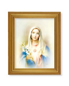10" x 12" Gold Leaf Finish Beveled Frame with 8" x 10" Immaculate Heart of Mary Textured Art