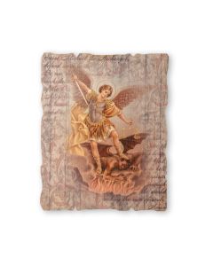 5 1/4" x 4 1/4 " St. Michael Small Vintage Wooden Plaque