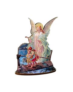 6" Guardian Angel Laser Cut Wood Statue with Biography