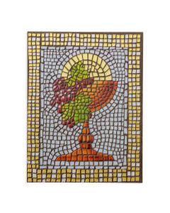3" x 4" Chalice and Grapes Acrylic and Gold Foil Mosaic Tile