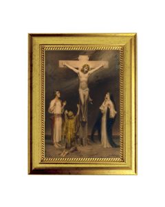 6 3/4" X 8 3/4" Gold Leaf Finish Frame with 5" X 7" The Crucifixion Of Christ Textured Art