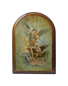 Saint Michael Arched Wood Plaque