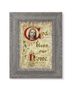 7 1/2" x 9 1/2" Grey Weathered Frame with House Blessing Artwork on Wood Plaque