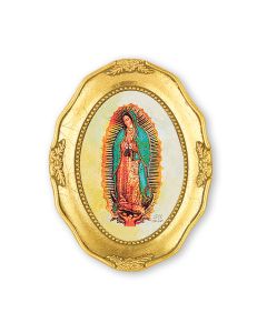 3 1/2" x 4 1/2" Gold Leaf Framed with an Our Lady of Guadalupe Print-P65