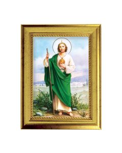 6 3/4" X 8 3/4" Gold Leaf Finish Frame with 5" X 7" Saint Jude Textured Art