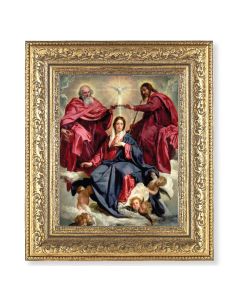 12 1/2" x 14 1/2" Ornate Gold Leaf Antique Frame with 8" x 10" Crowning of Mary Print