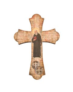 Saint Benedict 10" Laser Cut Wood Vintage Cross