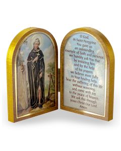 St. Peregrine Standing Natural Wood Diptych