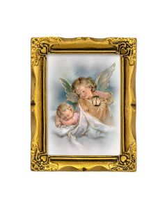 3" x 2" Antique Gold Frame with Guardian Angel Print-P65