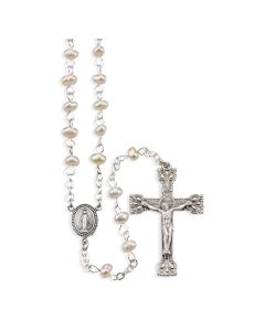 3-4mm Freshwater Pearl Rosary in a Grey Velvet Box