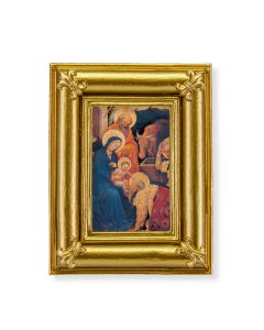 Gold Frame with Fleur de lis Corners and a Holy Family Print-P65