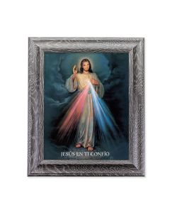 10 1/2" x 12 1/2" Grey Oak Finish Frame with an 8" x 10" Divine Mercy in Spanish Print
