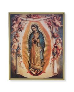 8" x 10" Gold Plaque Frame with an Our Lady of Guadalupe with Angels Print