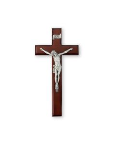 11" Dark Cherry Cross with Fine Pewter Corpus