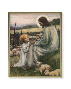 11" x 14" Gold Plaque Frame with a Jesus the Good Shepherd Print