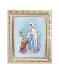 8.25" x 10.25" Silver Ornate Frame with a 6" x 8" Our Lady of Lourdes Print