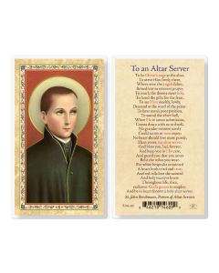 To Altar Server J. Berchman Prayer Laminated Holy Card. Inc. of 25