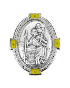Saint Christopher Silver Oxidized Auto Medallion