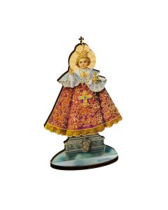 6" Infant of Prague Laser Cut Wood Statue with Biography