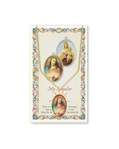Scapular Epoxied Patron Saint Medal and a 18" Chain