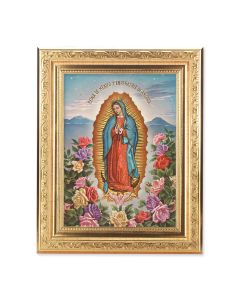8 1/4" x 10 1/4" Gold Ornate Frame with a 6" x 8" Our Lady of Guadalupe Print