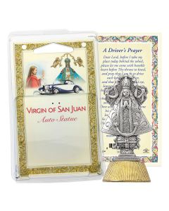Virgen De San Juan Auto Statue with Prayer Card